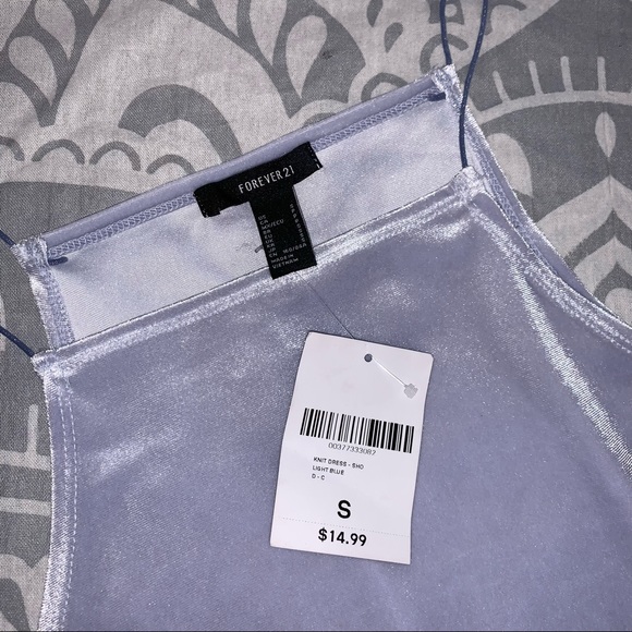NWT Forever 21 Light Blue Velvet Bodycon Dress - Picture 6 of 6